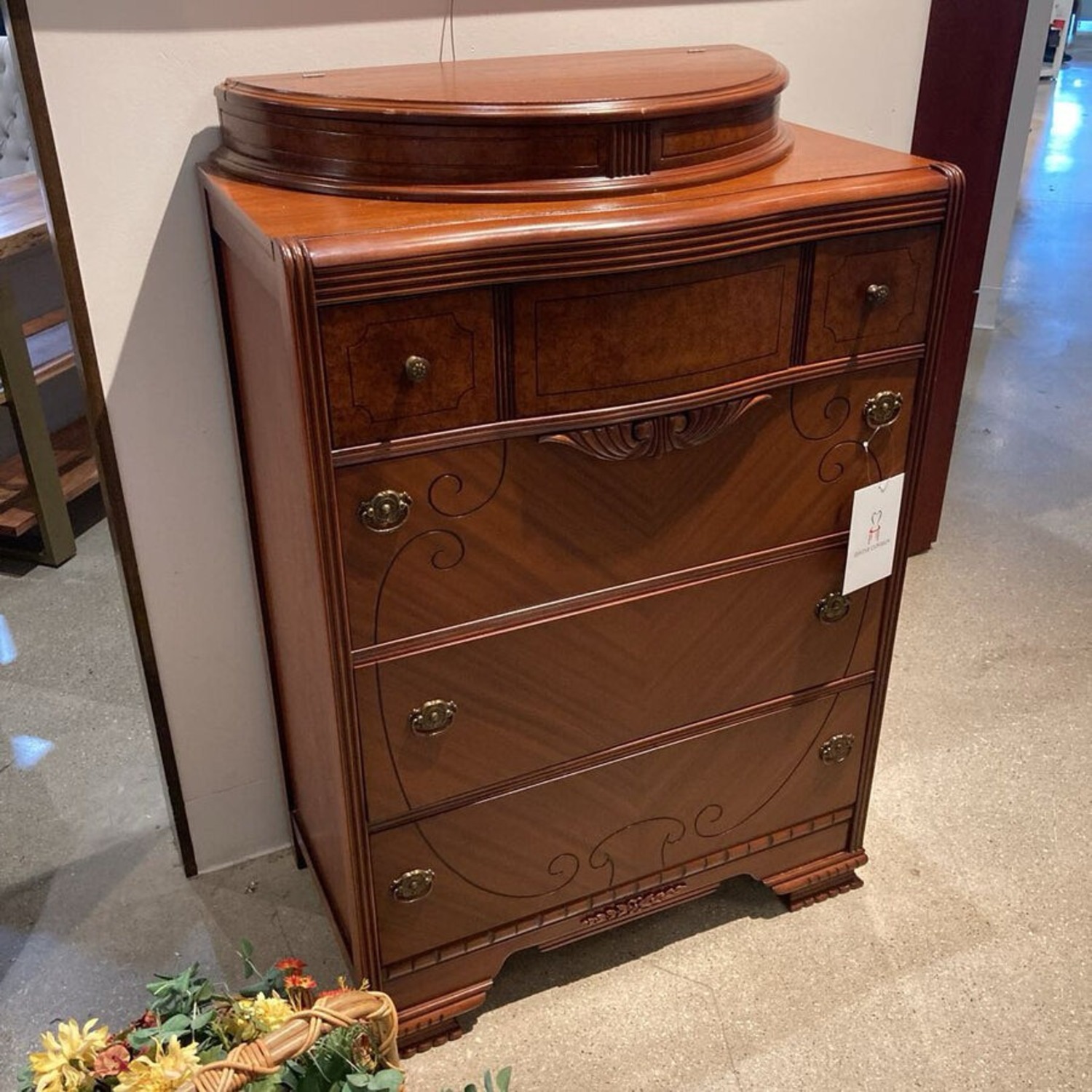 Art Deco 4-Drawer W Flip-Top Dresser - image-2