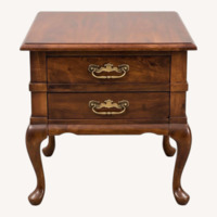 Vintage Queen Anne Solid Cherry 1-Drawer Table