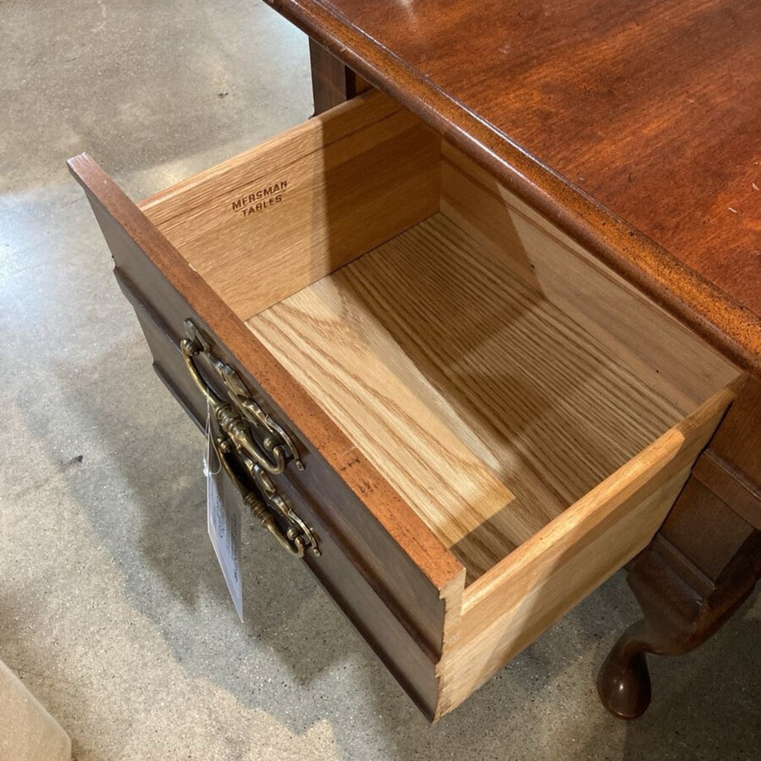 Vintage Queen Anne Solid Cherry 1-Drawer Table - image-8