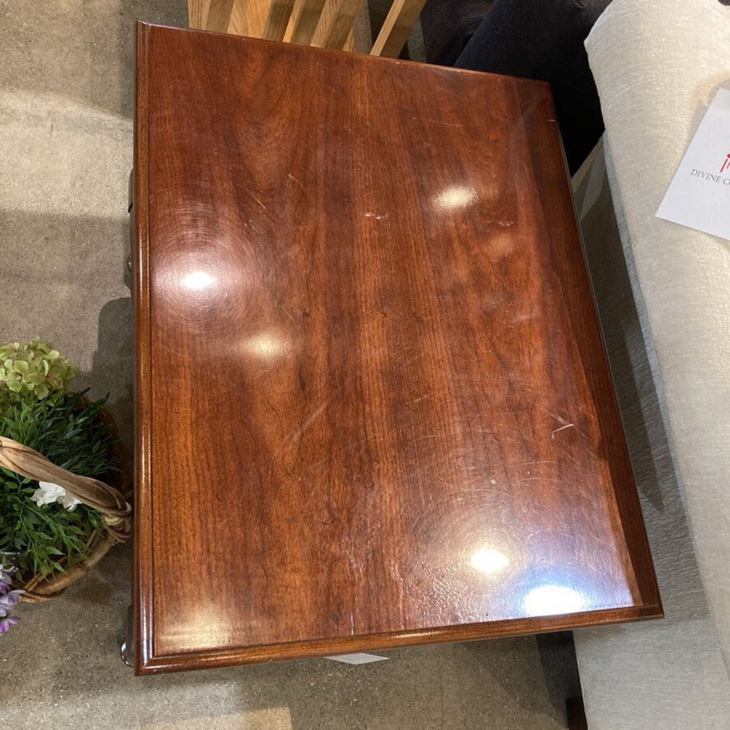 Vintage Queen Anne Solid Cherry 1-Drawer Table - image-4