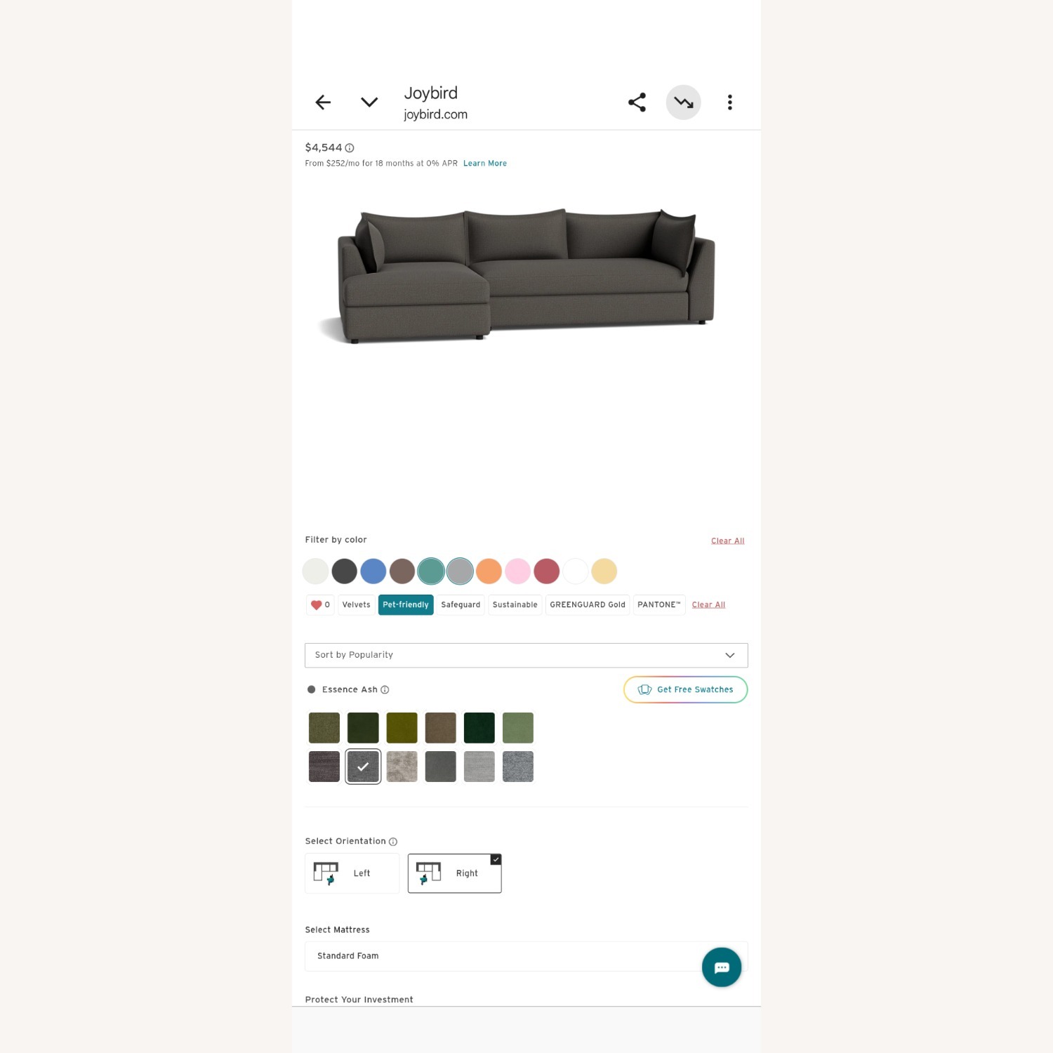 Joybird Light Gray Fabric 2 Piece Sectional - image-3