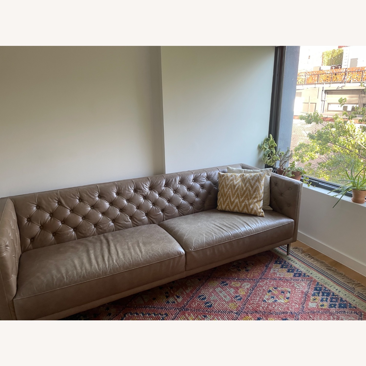 CB2 Savile Dark Brown Leather 3+ Seater Sofa - image-7