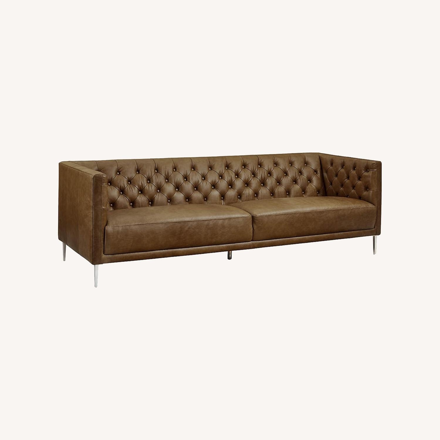 CB2 Savile Dark Brown Leather 3+ Seater Sofa - image-9