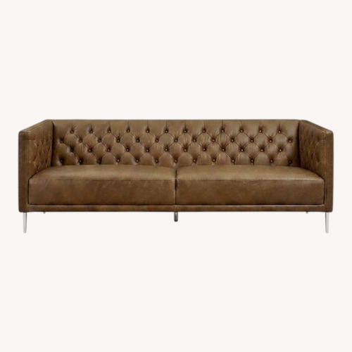 Used CB2 Savile Dark Brown Leather 3+ Seater Sofa for sale on AptDeco