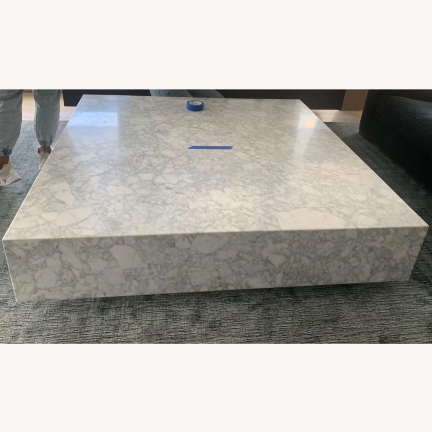 Restoration Hardware White Marble Coffee Table - image-5