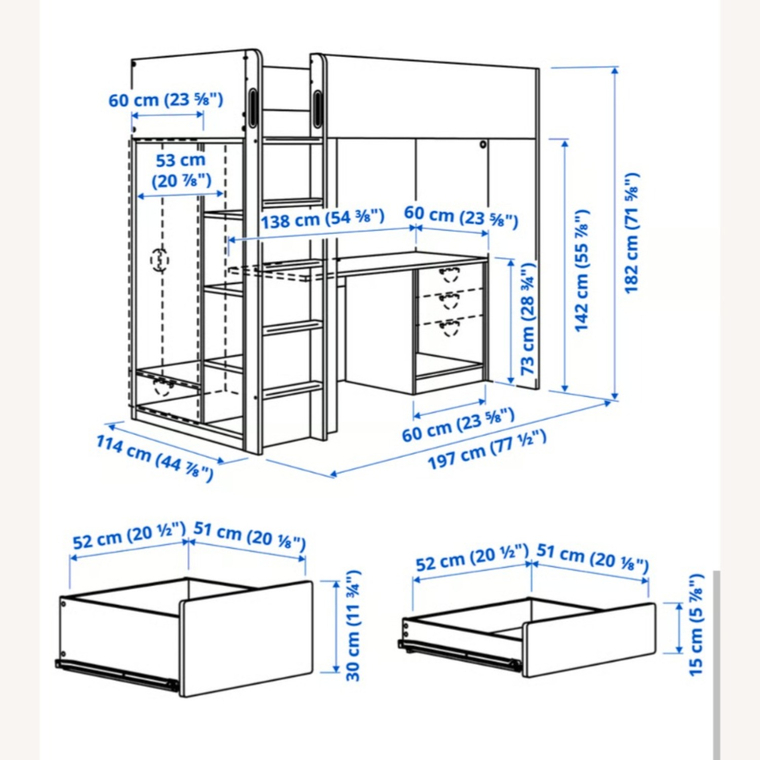 IKEA Smastad Pink Wood Bunk Bed - image-2