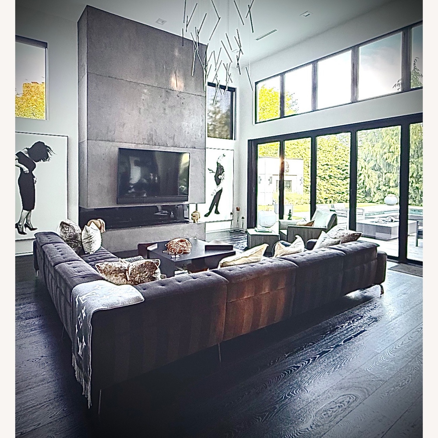 Roche Bobois Dark Velvet Reclining Couch  - image-2