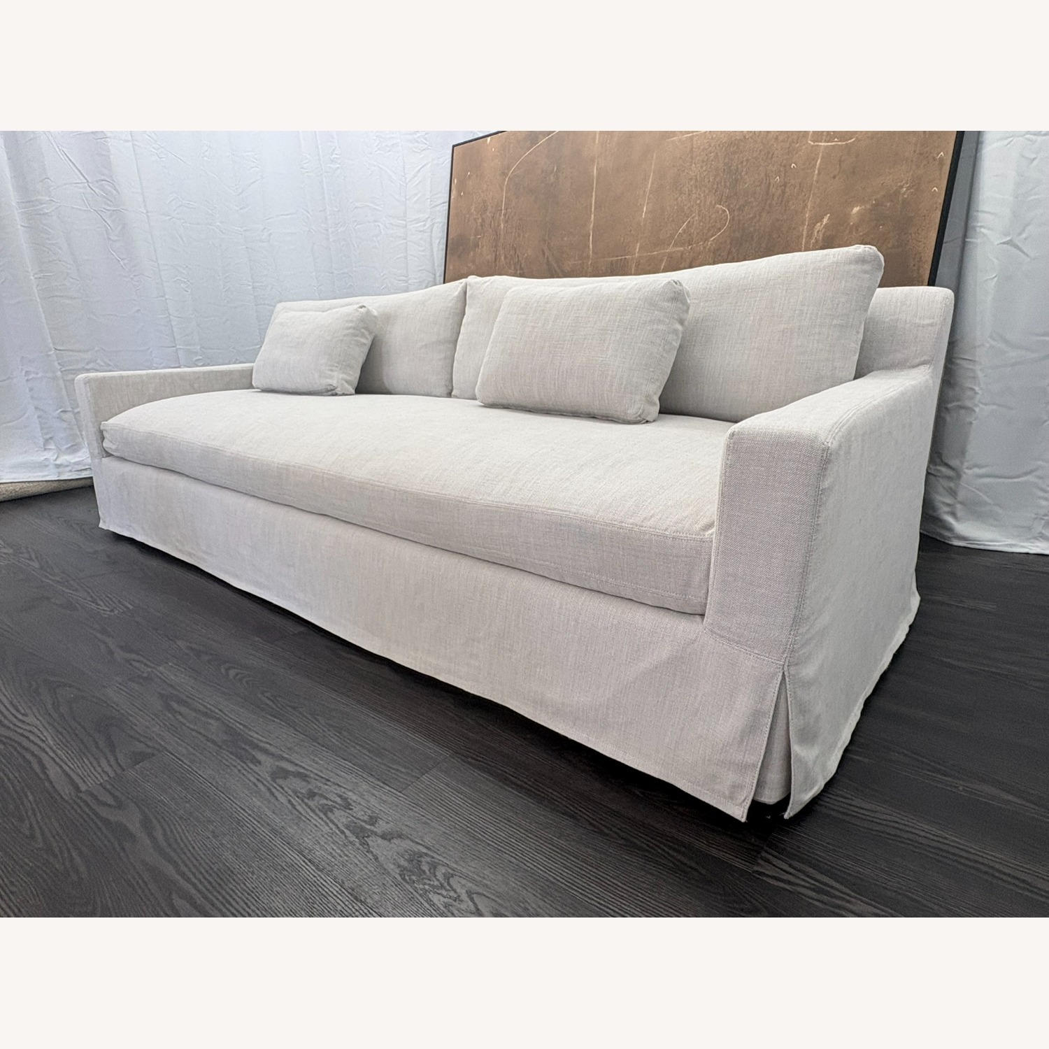 Restoration Hardware Belgian Track Arm Sofa 9' Luxe Depth | Dove - image-23