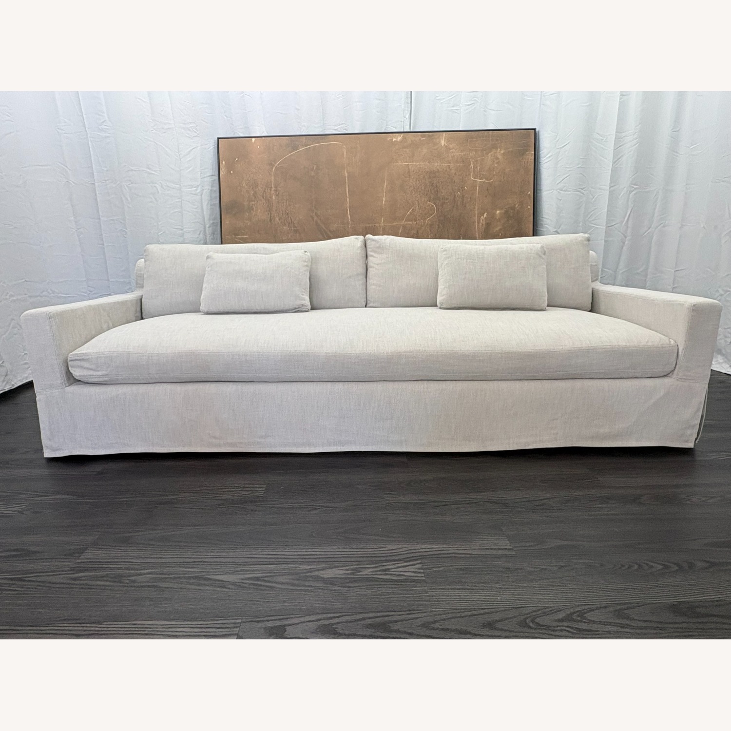 Restoration Hardware Belgian Track Arm Sofa 9' Luxe Depth | Dove - image-5