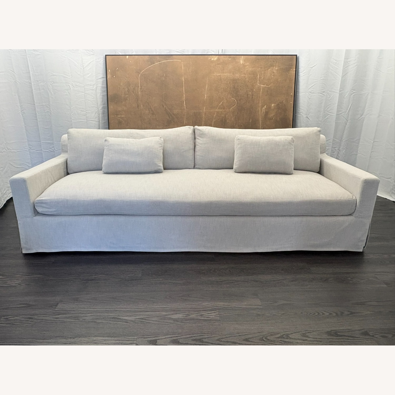 Restoration Hardware Belgian Track Arm Sofa 9' Luxe Depth | Dove - image-28
