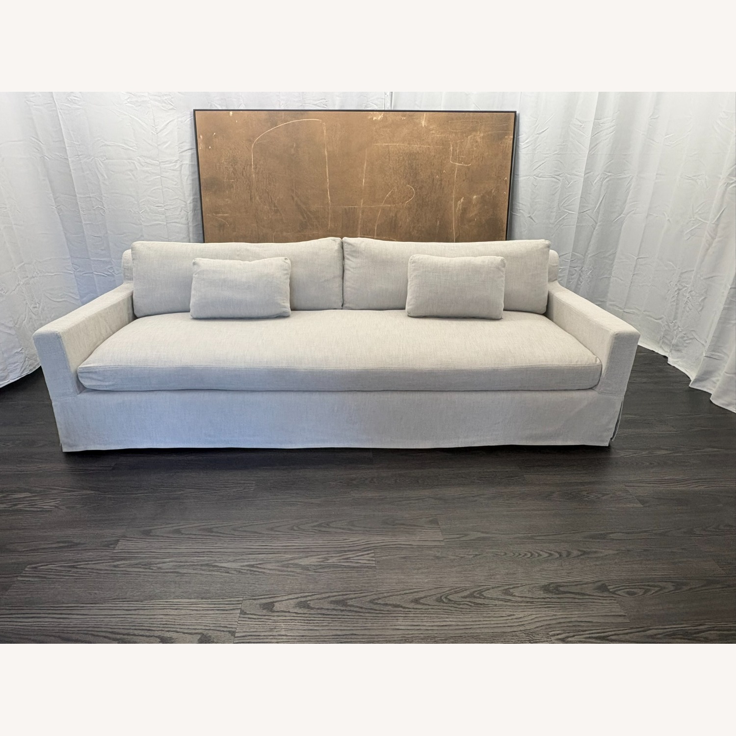 Restoration Hardware Belgian Track Arm Sofa 9' Luxe Depth | Dove - image-12