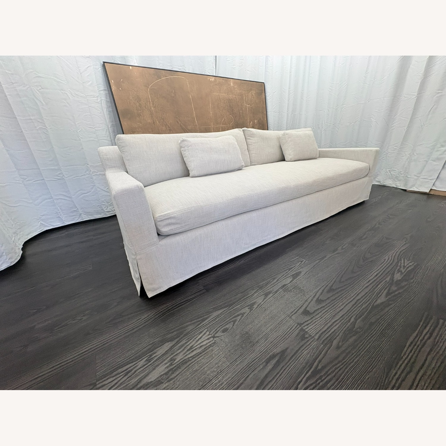 Restoration Hardware Belgian Track Arm Sofa 9' Luxe Depth | Dove - image-26