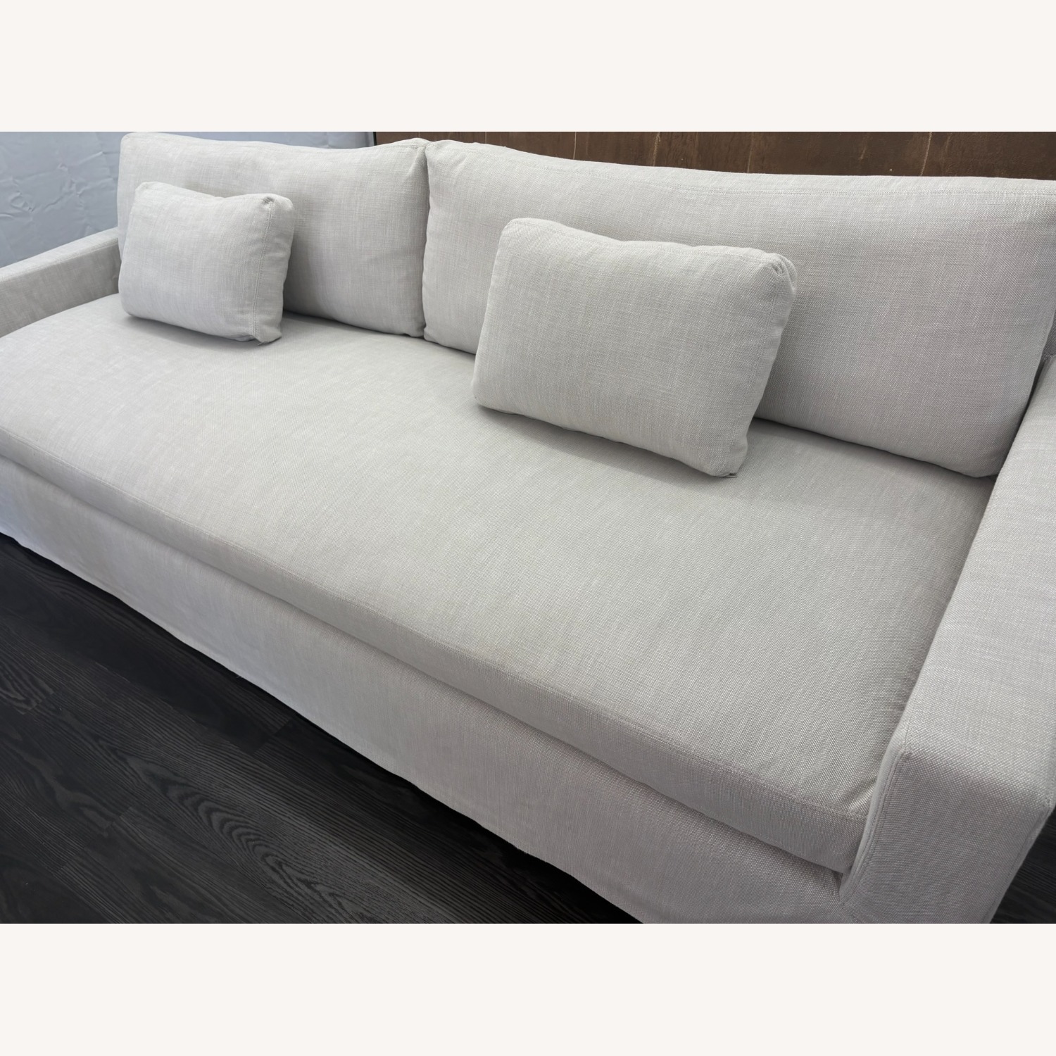 Restoration Hardware Belgian Track Arm Sofa 9' Luxe Depth | Dove - image-17