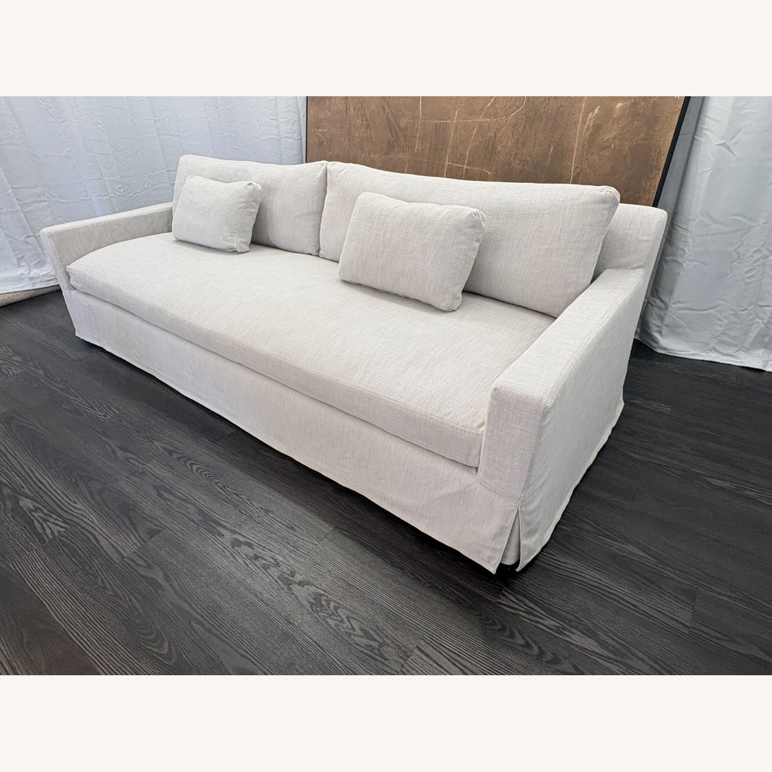 Restoration Hardware Belgian Track Arm Sofa 9' Luxe Depth | Dove - image-4