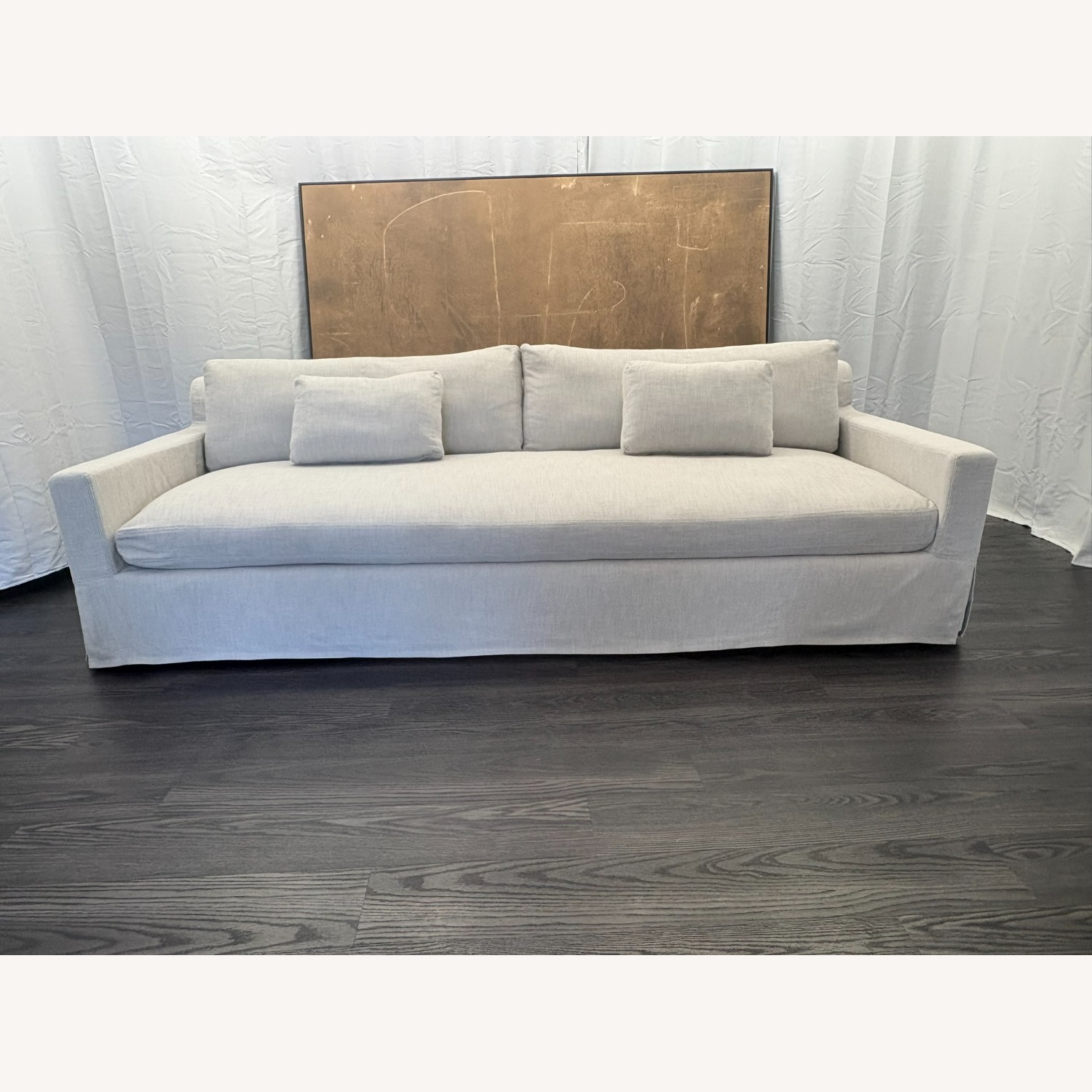 Restoration Hardware Belgian Track Arm Sofa 9' Luxe Depth | Dove - image-14