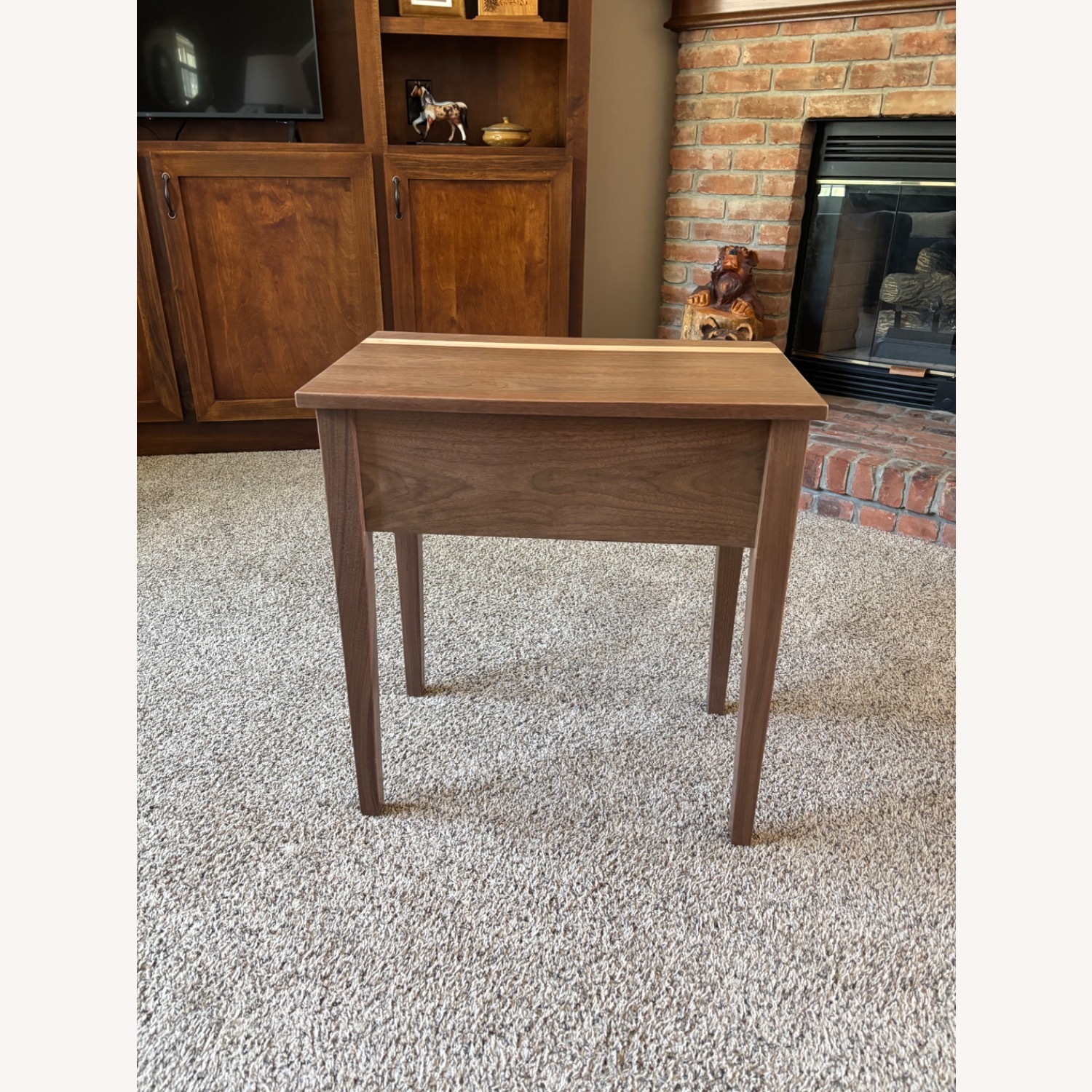 Hand Made Light Brown Wood Side Table - image-2