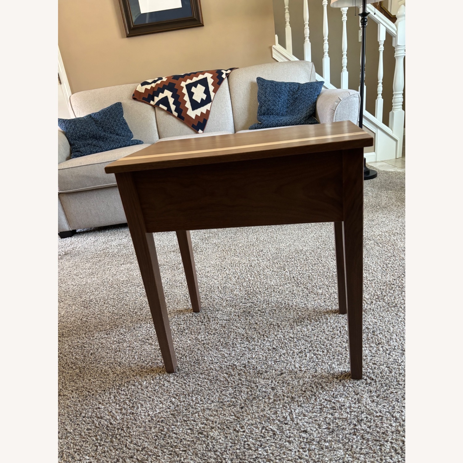 Hand Made Light Brown Wood Side Table - image-4