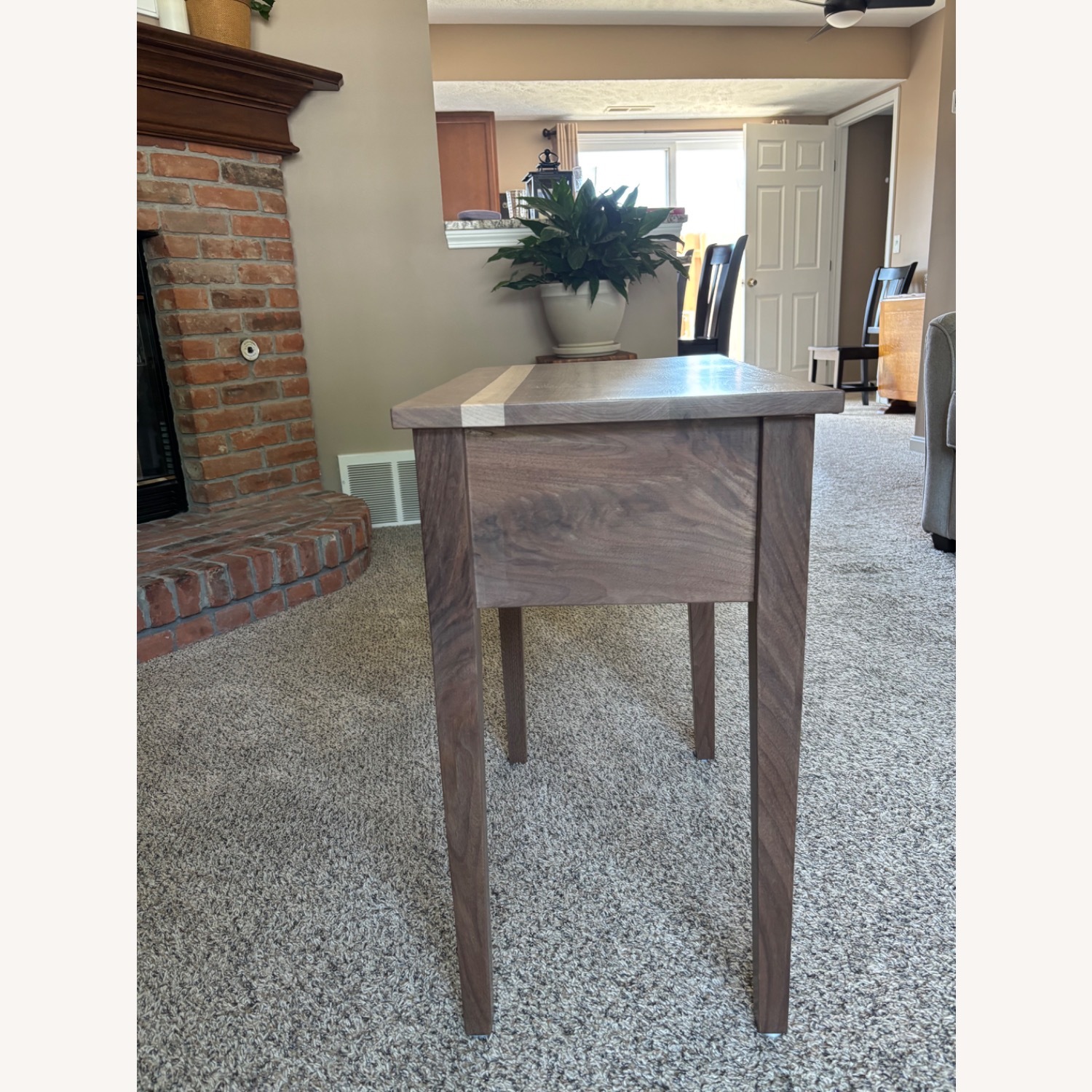 Hand Made Light Brown Wood Side Table - image-5