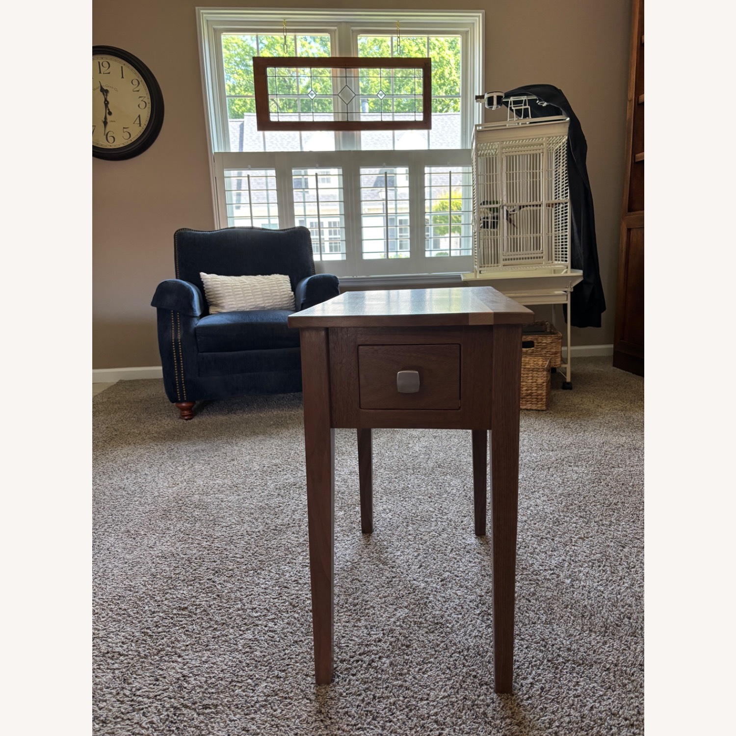 Hand Made Light Brown Wood Side Table - image-6
