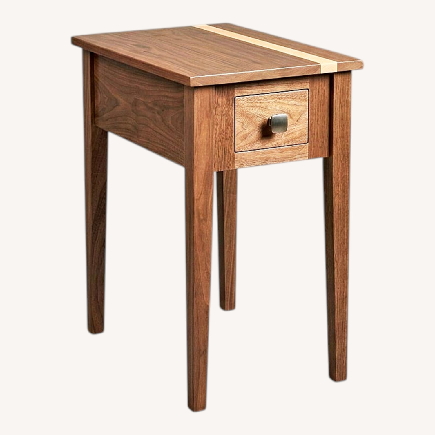 Hand Made Light Brown Wood Side Table - image-0