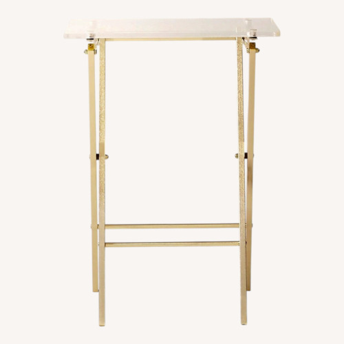 Used CB2 Novo Acrylic & Brass Folding Side Table for sale on AptDeco