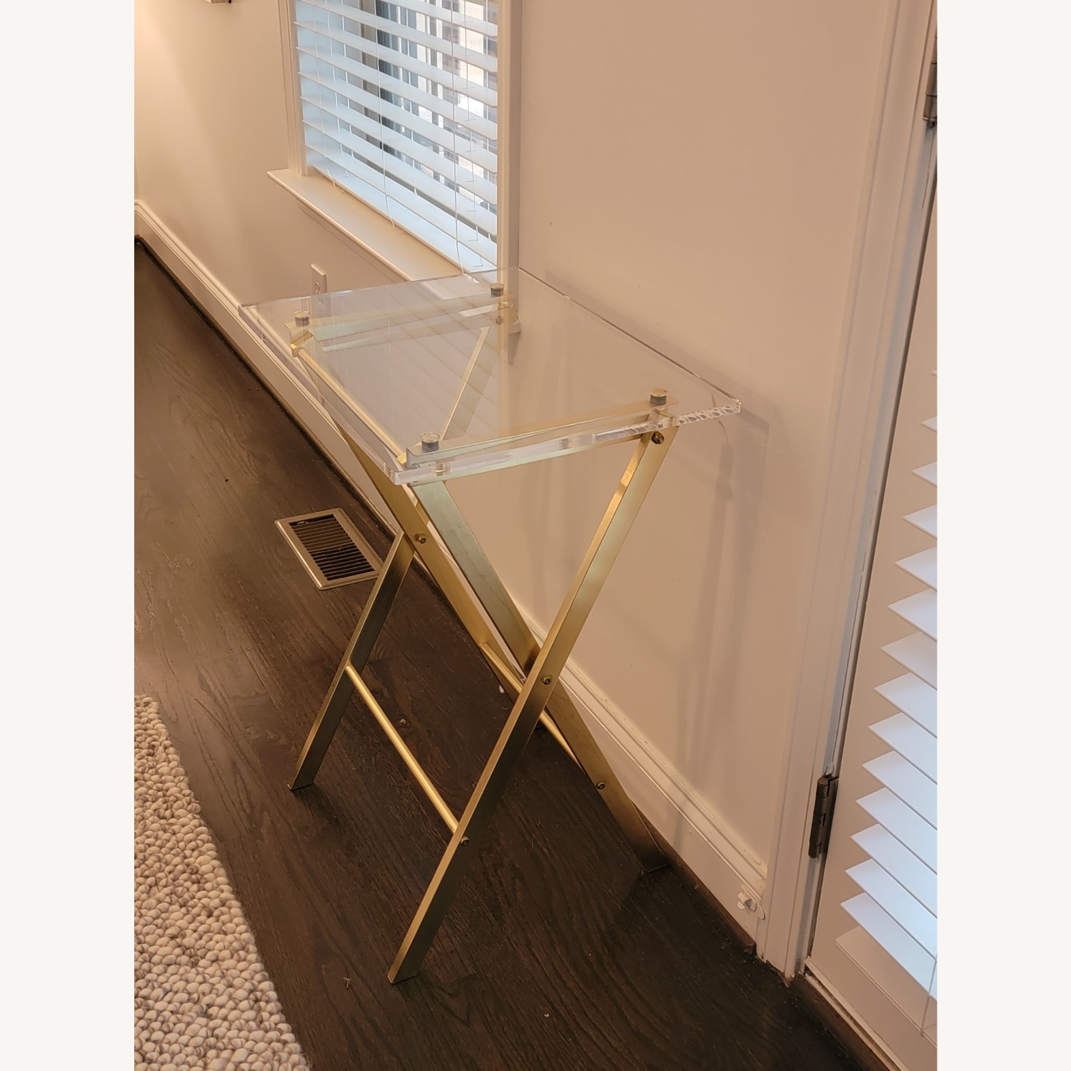 CB2 Novo Acrylic & Brass Folding Side Table - image-3