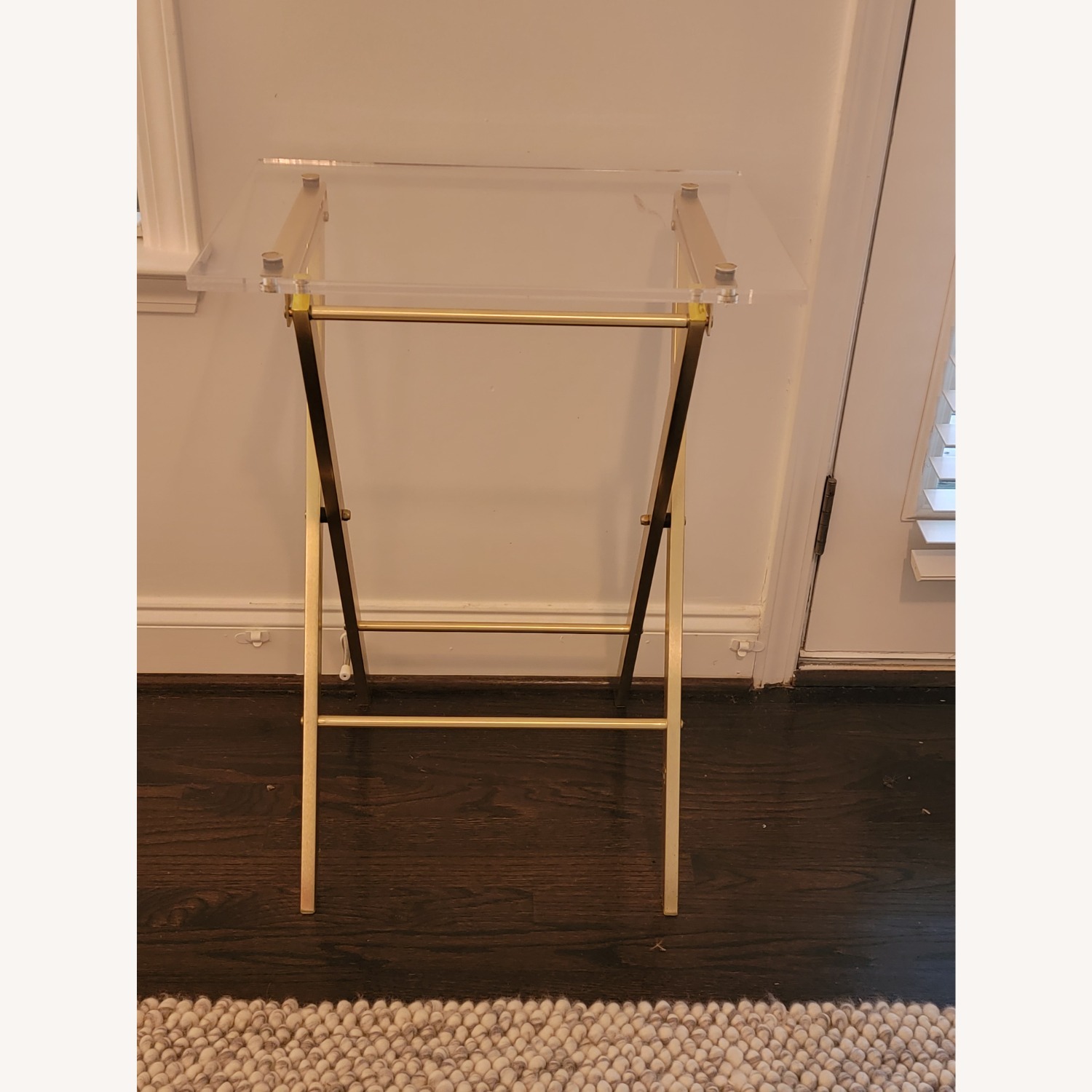 CB2 Novo Acrylic & Brass Folding Side Table - image-4