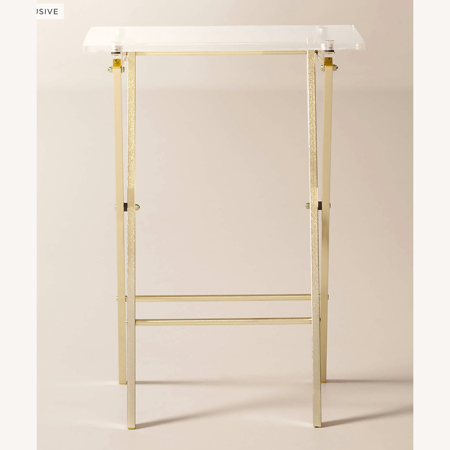CB2 Novo Acrylic & Brass Folding Side Table - image-2