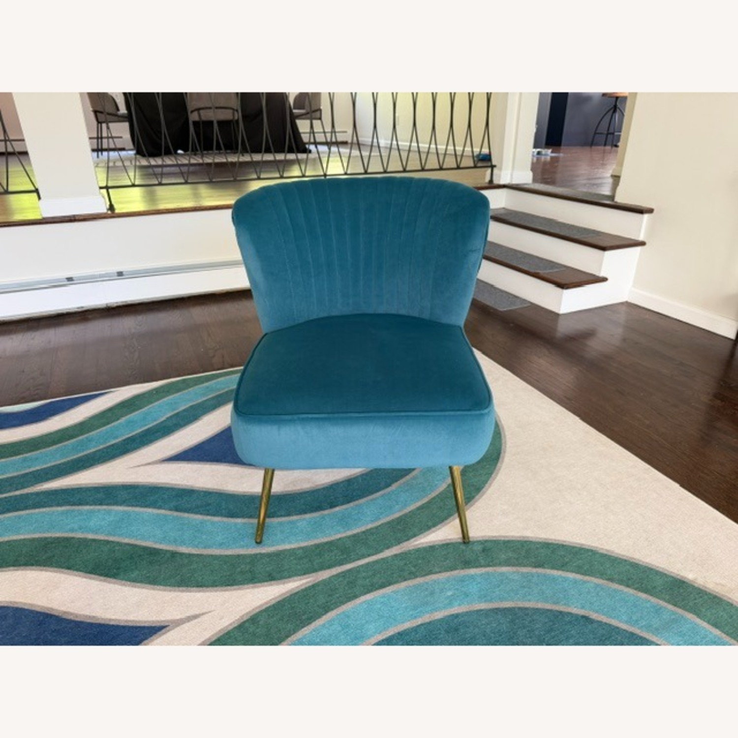 Blue Fabric Accent Chair - image-2