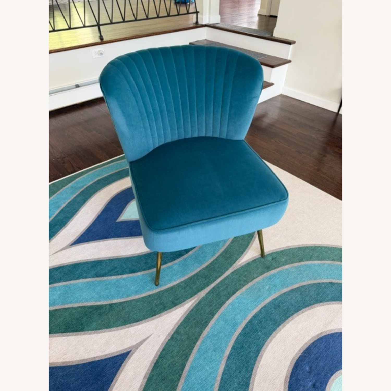 Blue Fabric Accent Chair - image-4