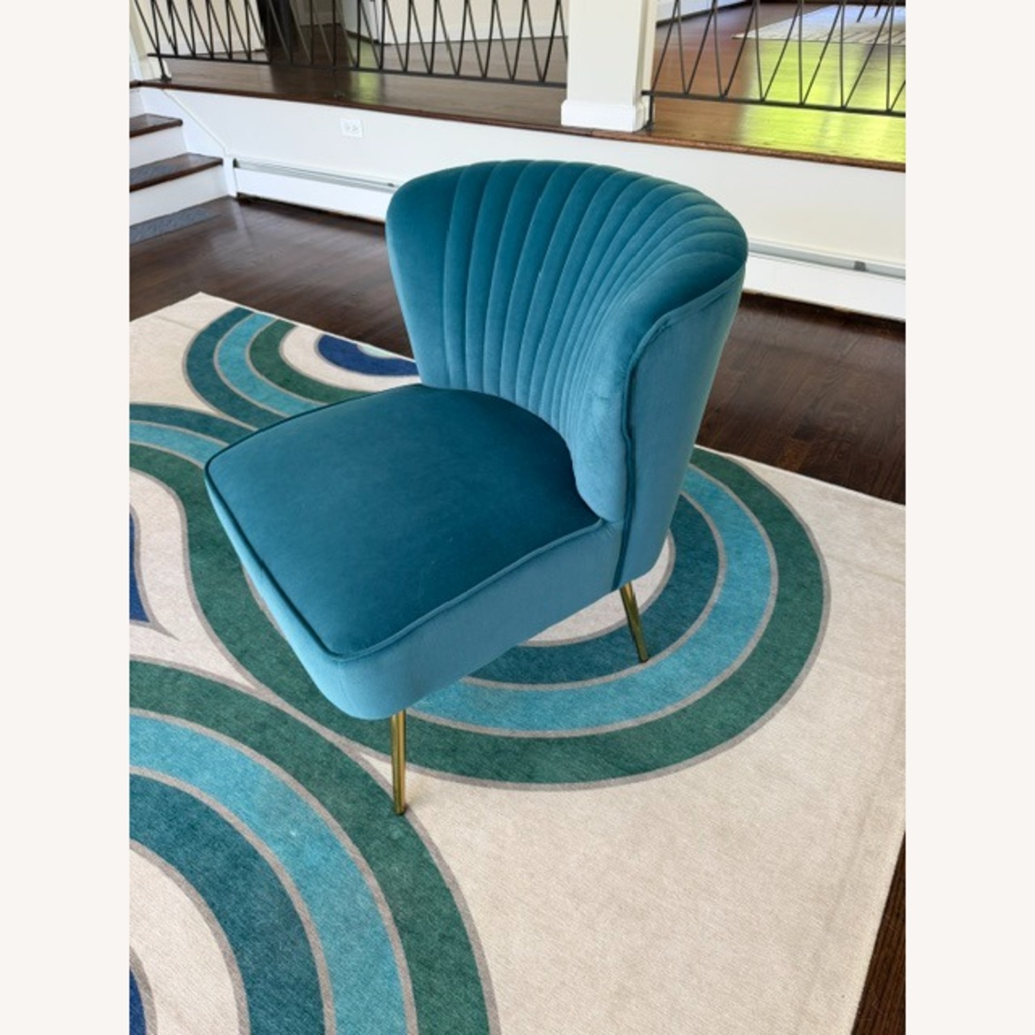 Blue Fabric Accent Chair - image-3