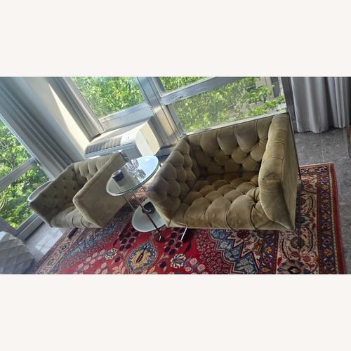 Used Milo Baughman Green Suede Armchair for sale on AptDeco