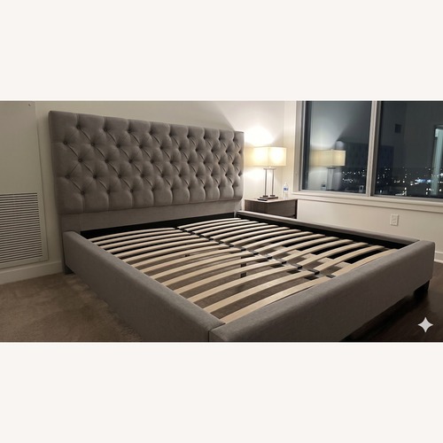 Used California King Light Gray Bed for sale on AptDeco