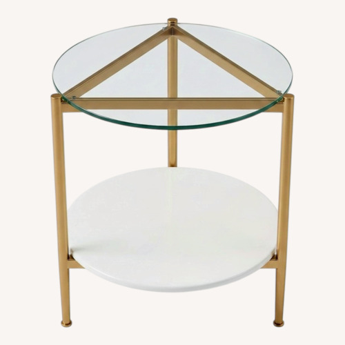 Used Modern Glass and Metal Side Table for sale on AptDeco