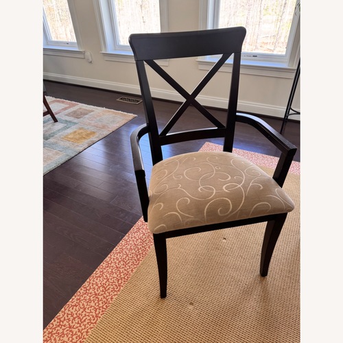 Used Ethan Allen Dark Brown Fabric Dining Chairs for sale on AptDeco