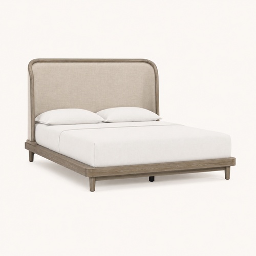 Used Joybird Vera Light Gray Wood Queen Bed for sale on AptDeco