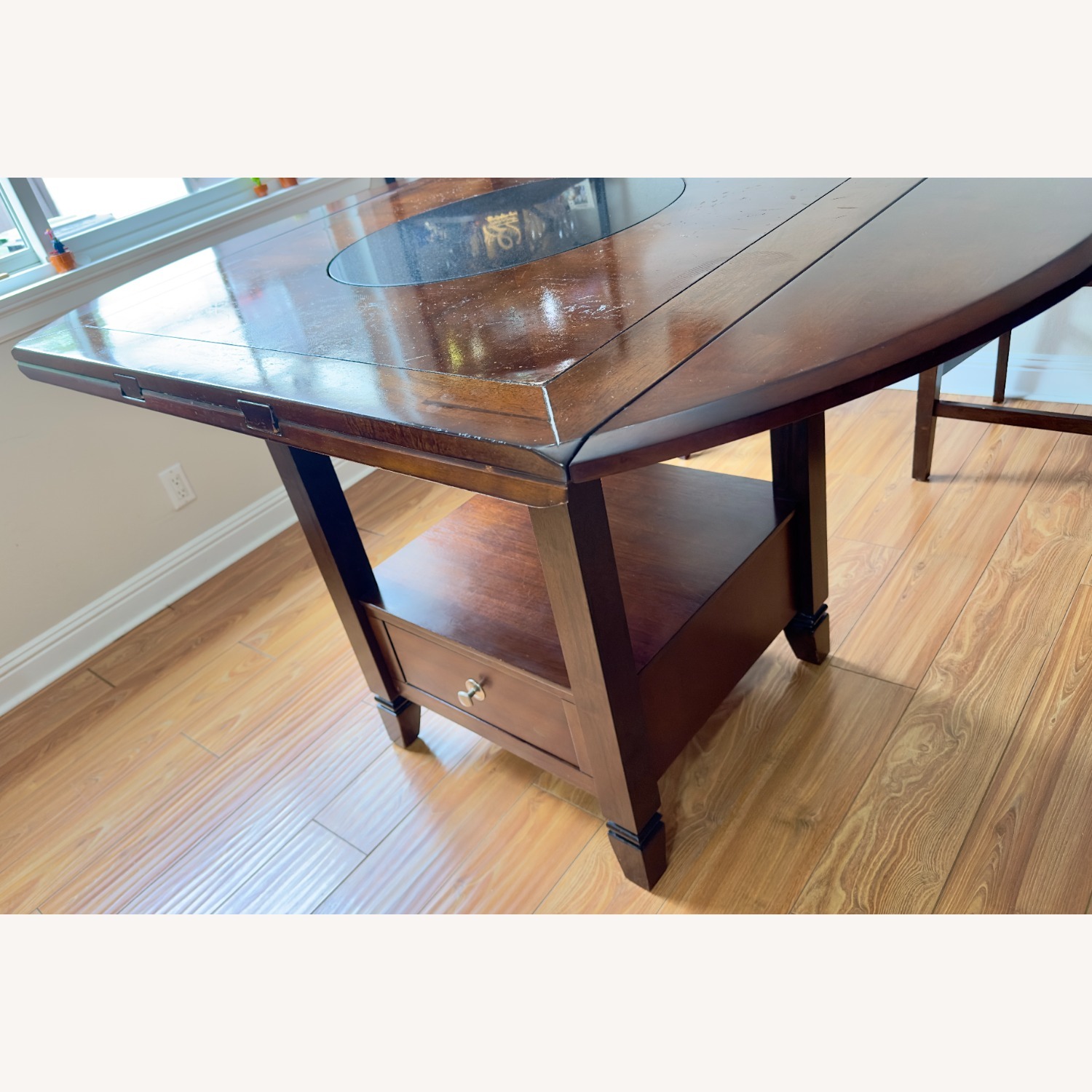 Dark Brown Wood Dining Table - image-3