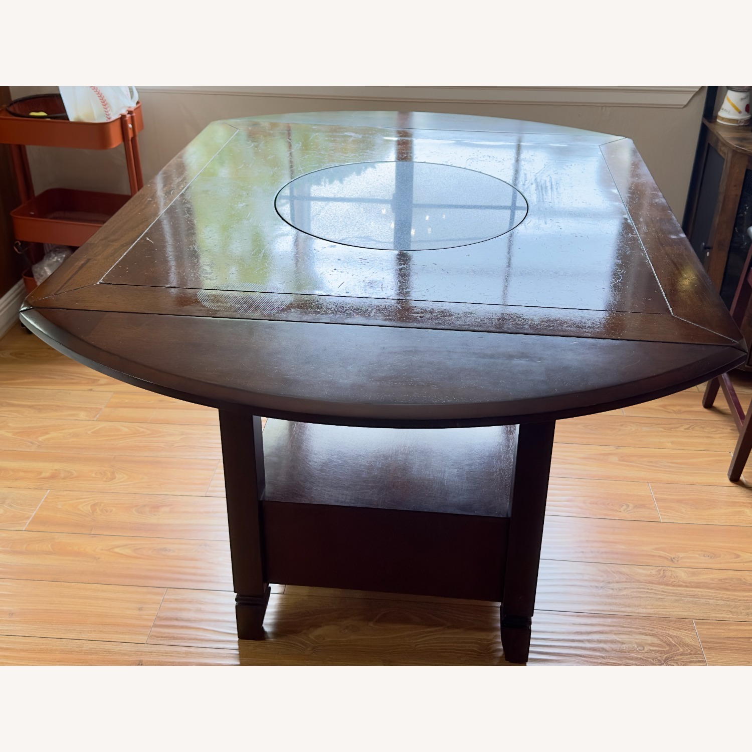 Dark Brown Wood Dining Table - image-4