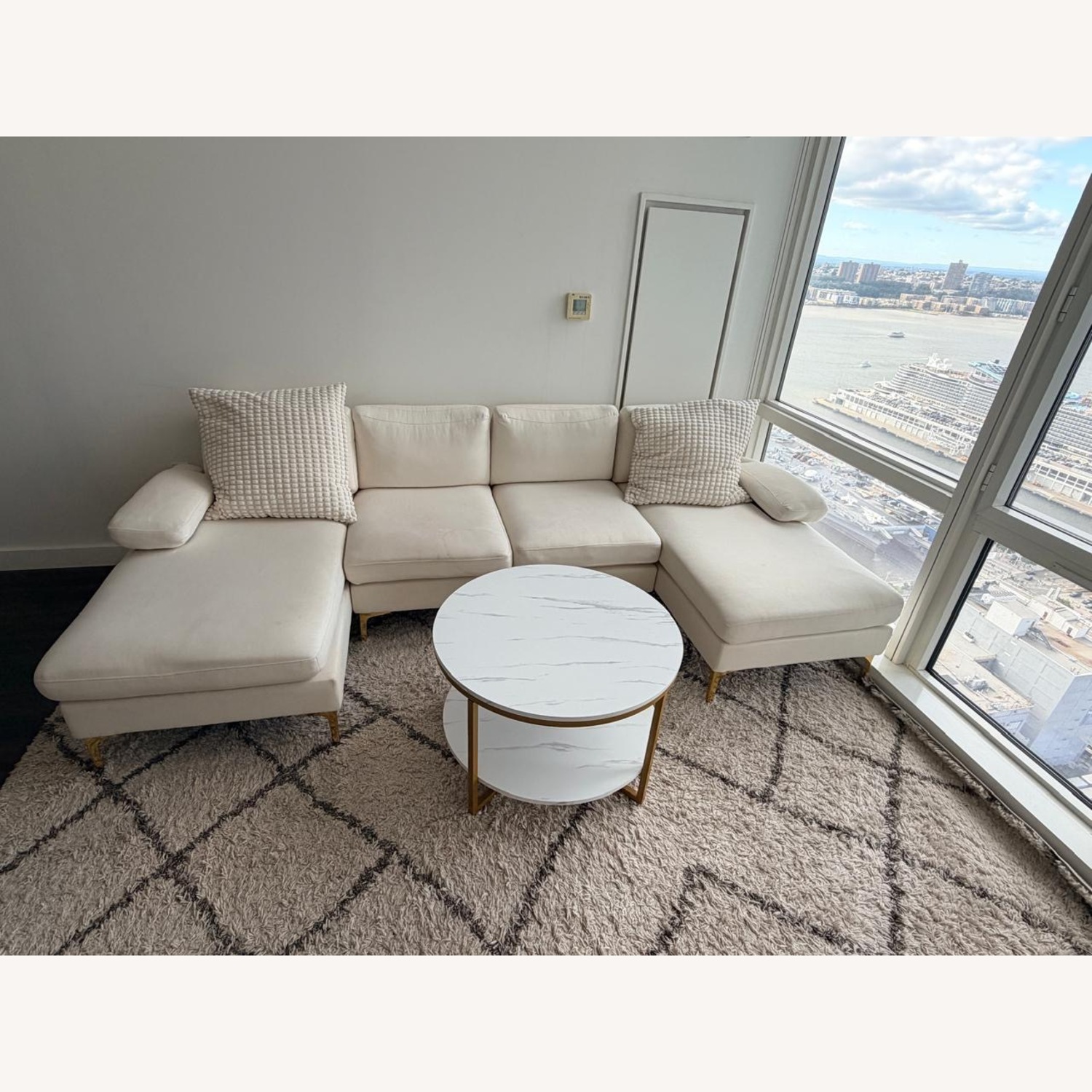 White U-shaped Sectional Sofa - image-3