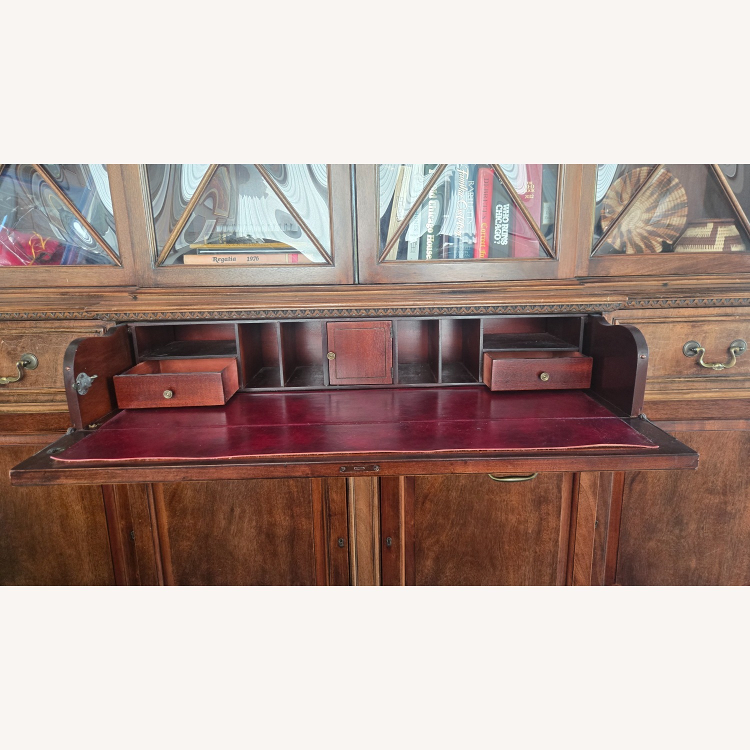 Vintage/Antique Dark Brown Wood Breakfront - image-7