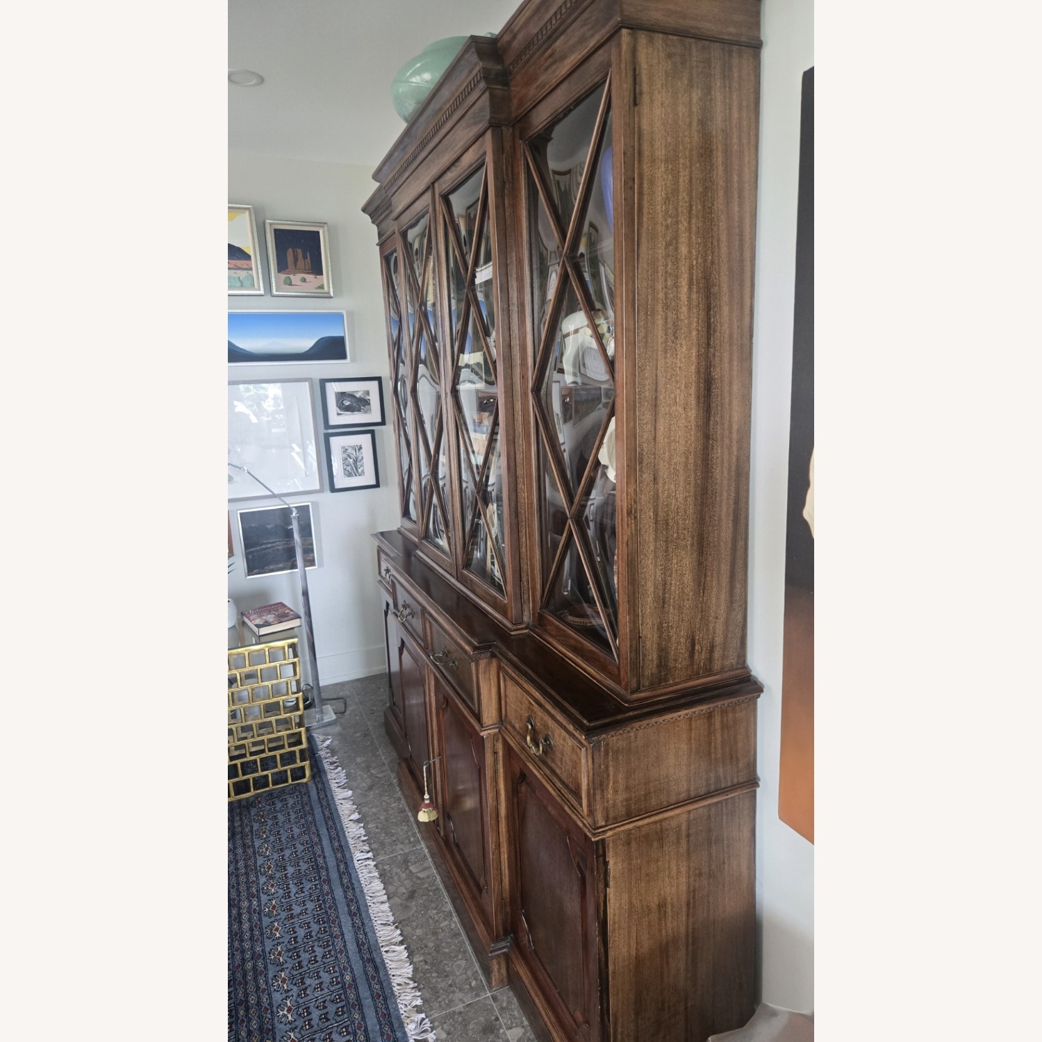 Vintage/Antique Dark Brown Wood Breakfront - image-3