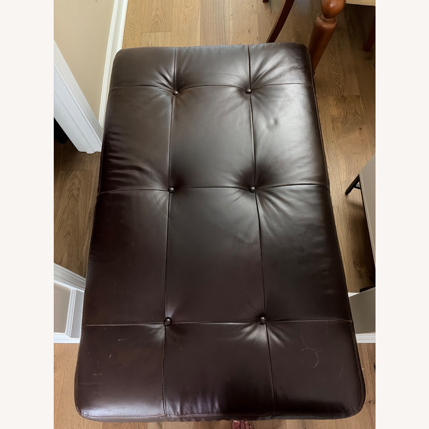 Pottery Barn Sullivan Dark Brown Leather Coffee Table - image-5