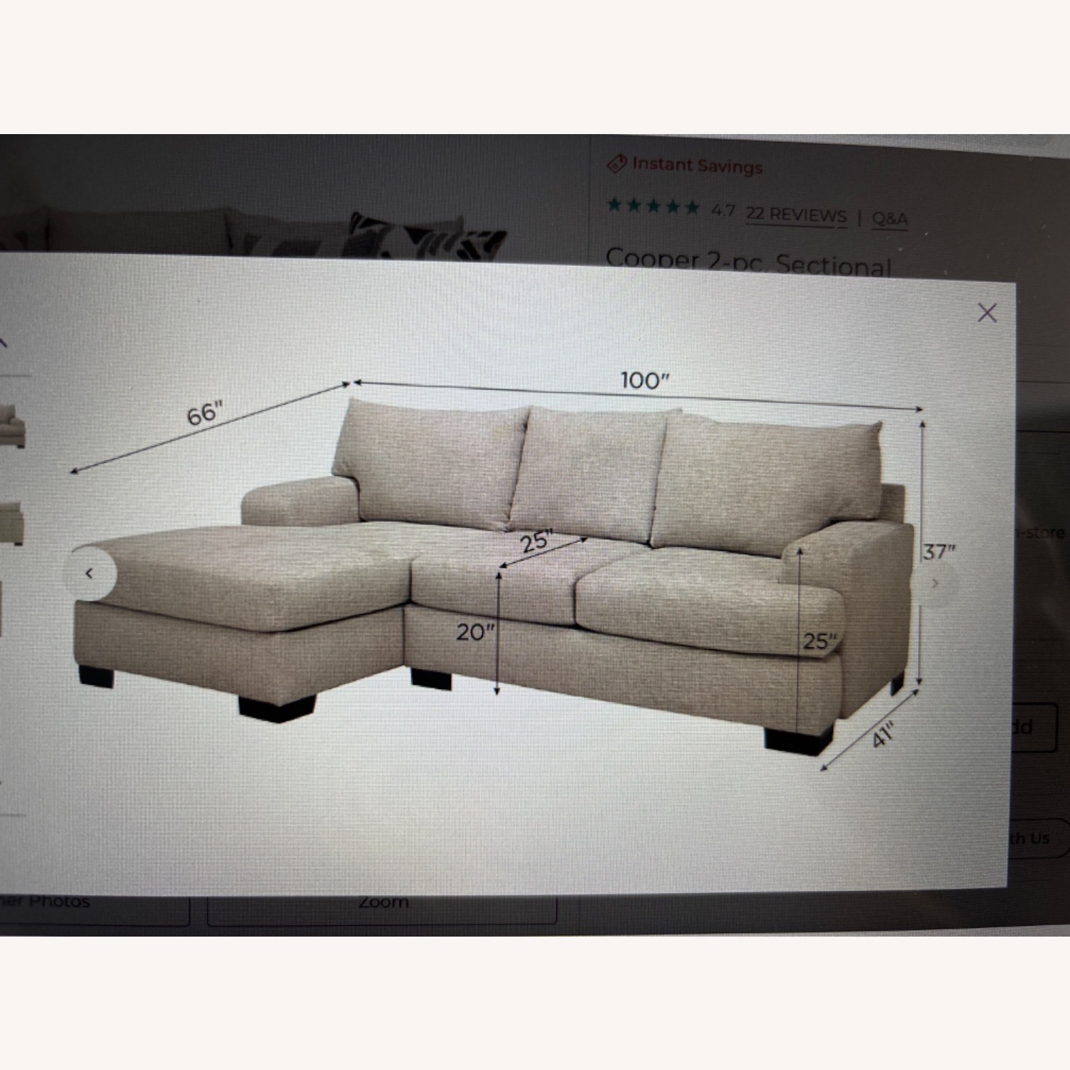 Raymour & Flanigan Cooper 2- piece Sectional - image-1