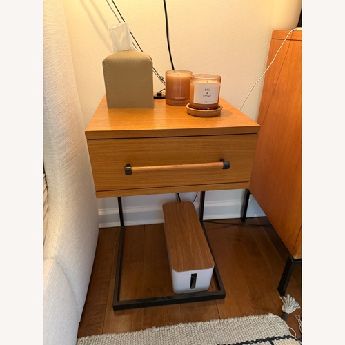 Used West Elm Nash C-Base Nightstand - Teak, Set of 2 for sale on AptDeco