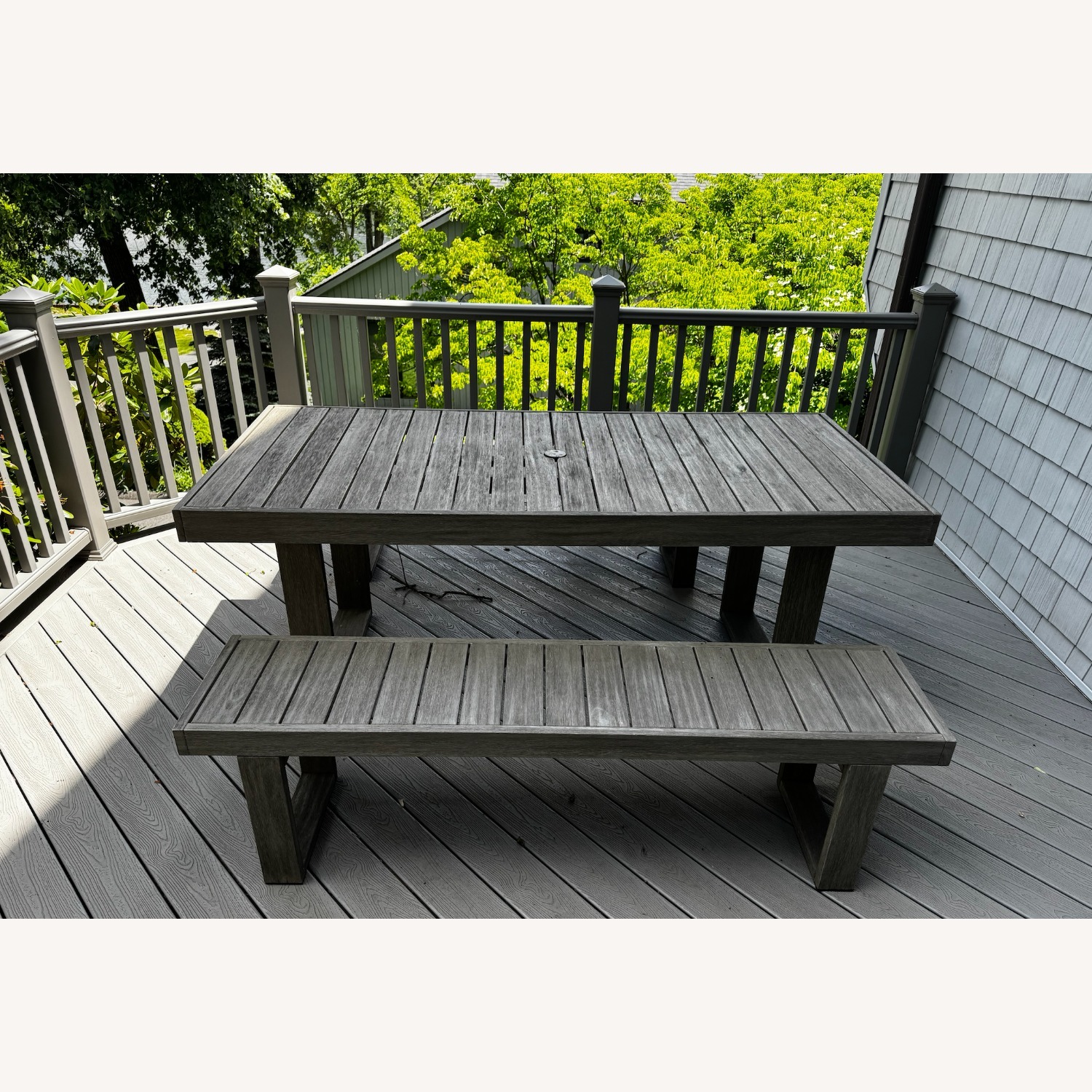 West Elm Portside Light Gray Wood Patio Furniture - image-1