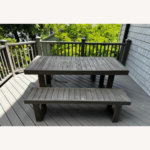 Used West Elm Portside Light Gray Wood Patio Furniture for sale on AptDeco
