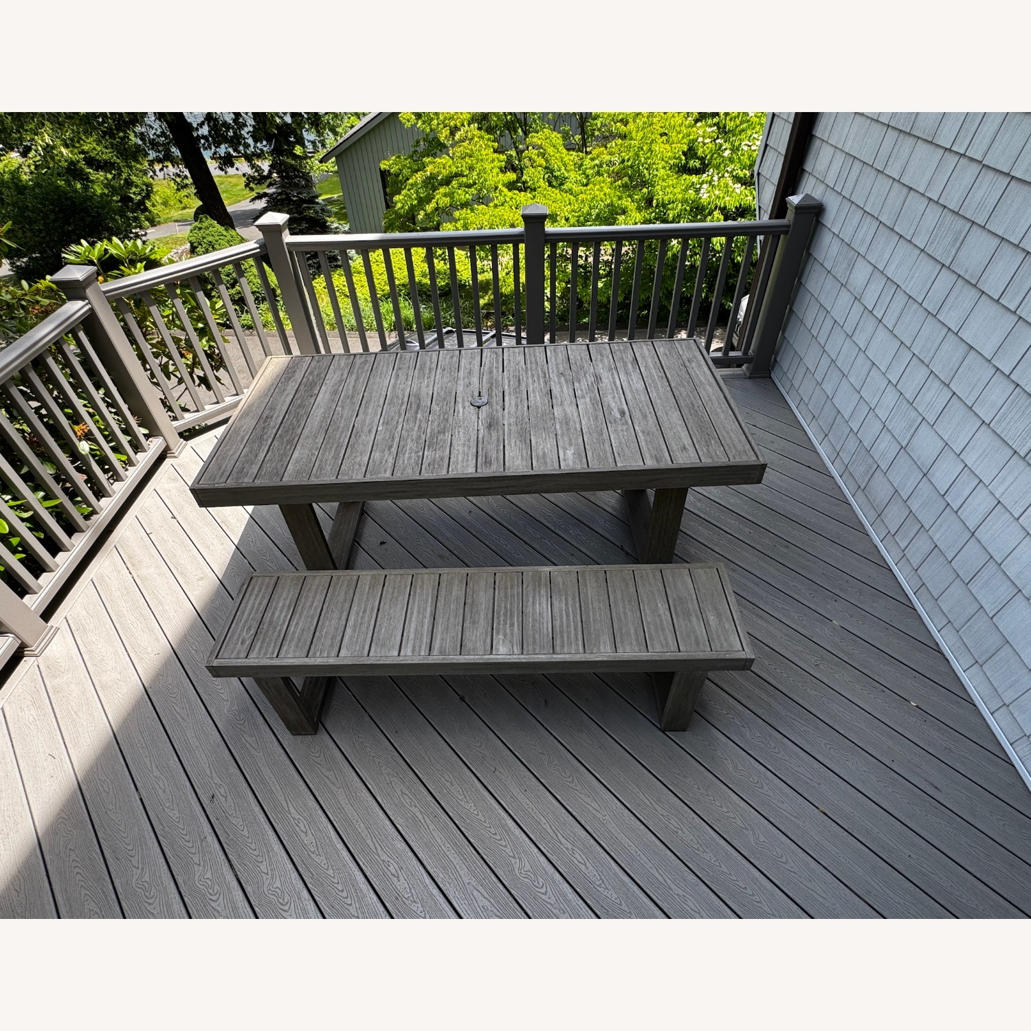 West Elm Portside Light Gray Wood Patio Furniture - image-3