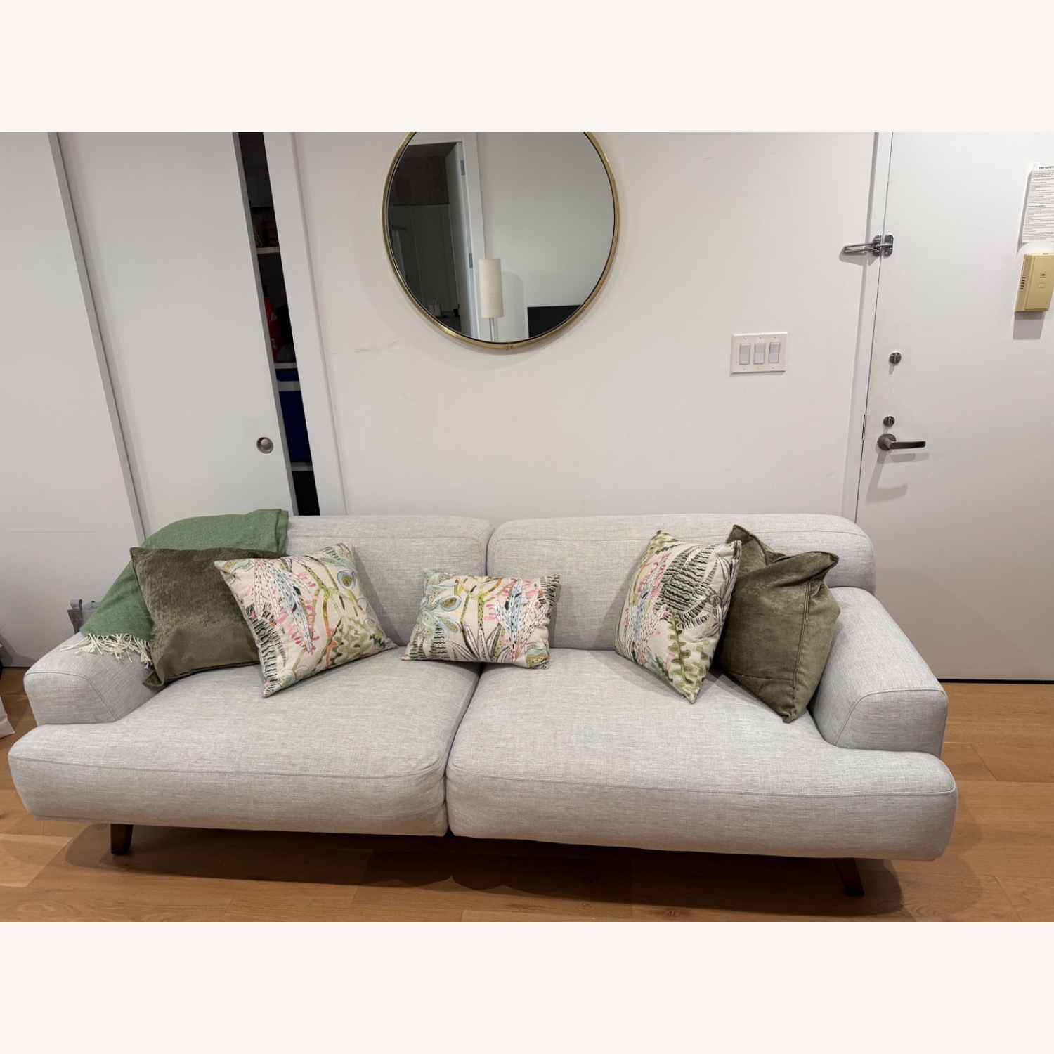 Poly and Bark Light Gray Linen 3+ Seater Sofa - image-1
