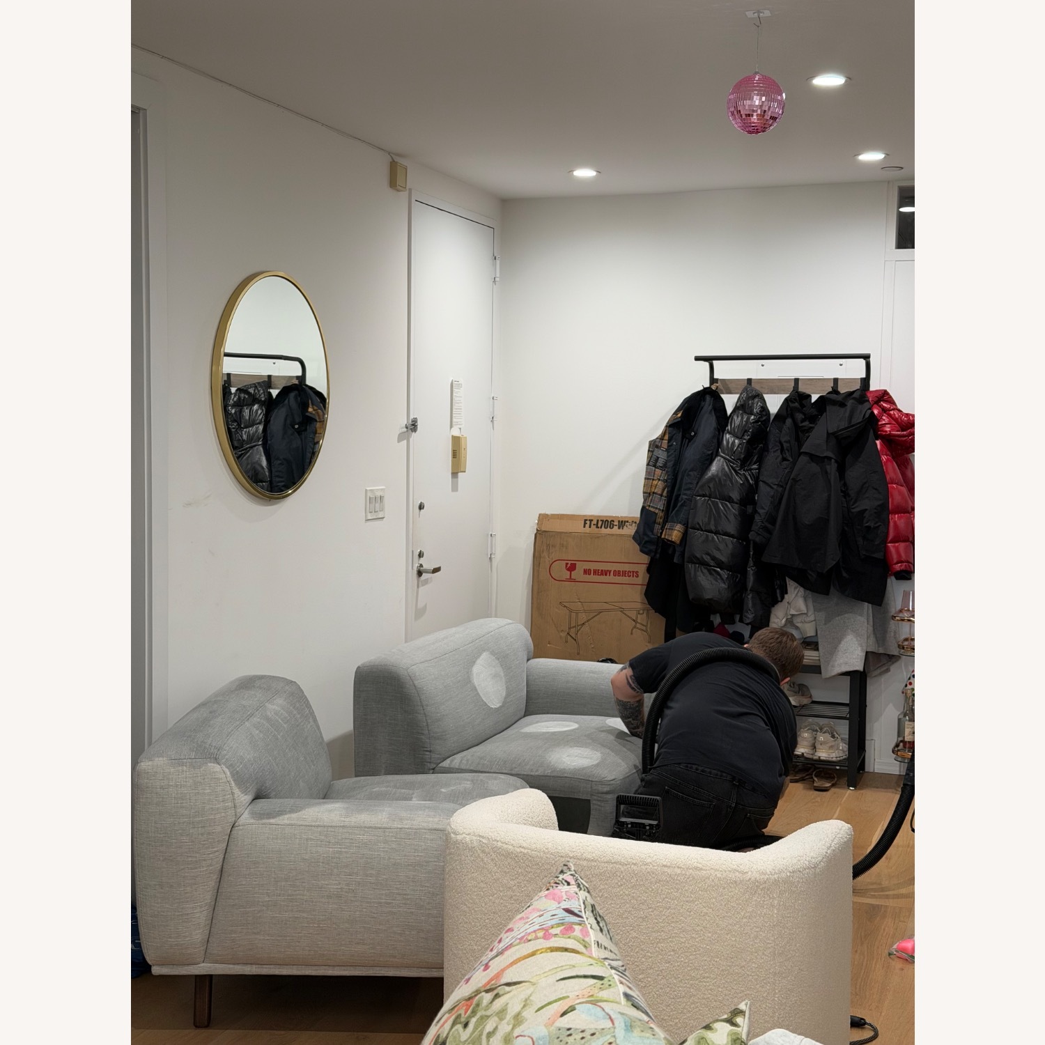 Poly and Bark Light Gray Linen 3+ Seater Sofa - image-4