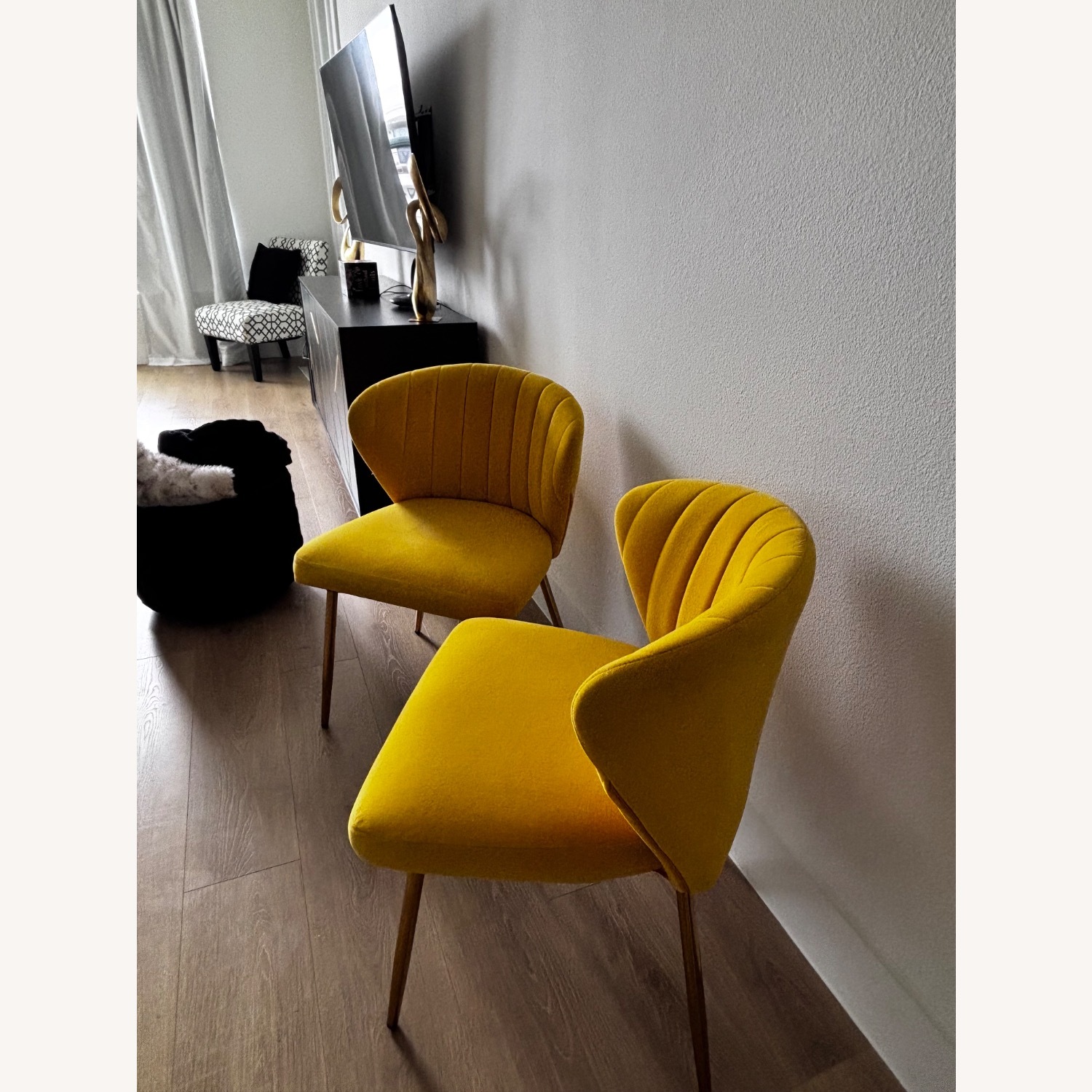 Wade Logan Axia Yellow Velvet Accent Chairs - image-3